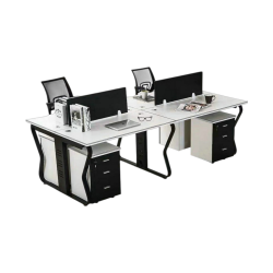 Butterfly Style 4-Person Office Workstation Set – Desks, Chairs & Storage Cabinets