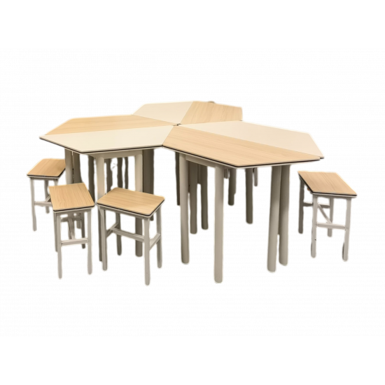 Honeycomb Style Classroom Desks and Chairs Set
