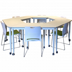 Open-Hexagon Style Classroom Desk & Chair Set