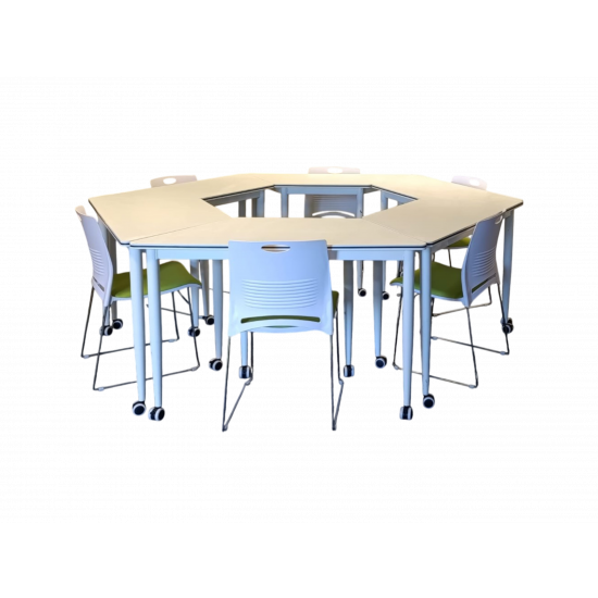 Open-Hexagon Style Classroom Desk & Chair Set